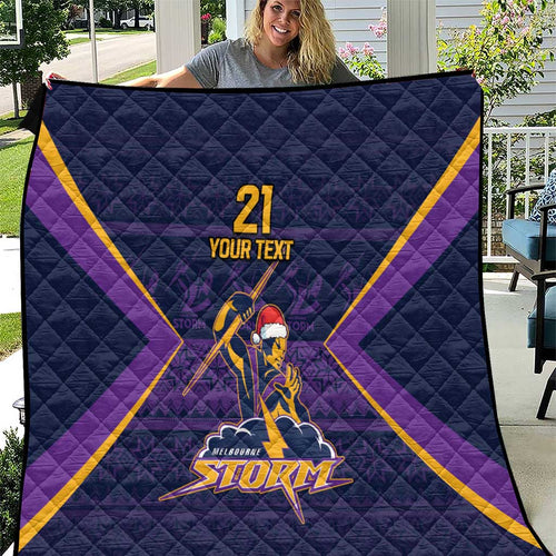 NRL Storm Christmas Custom Quilt Minimalism Style