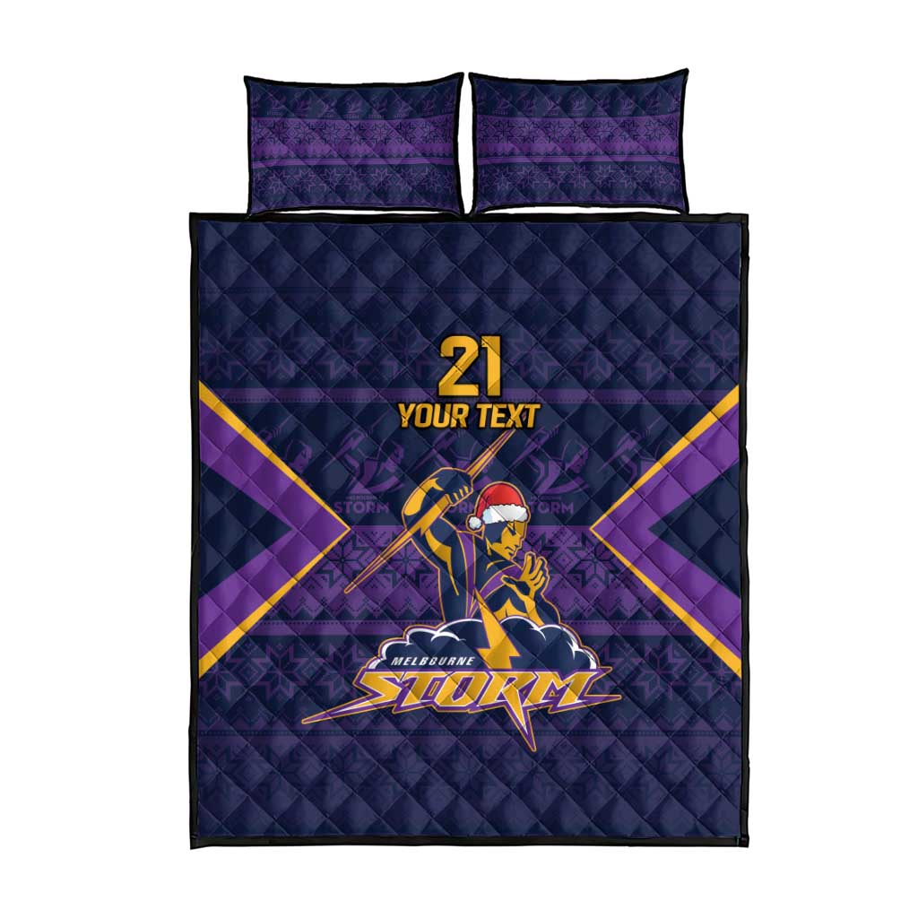 NRL Storm Christmas Custom Quilt Bed Set Minimalism Style