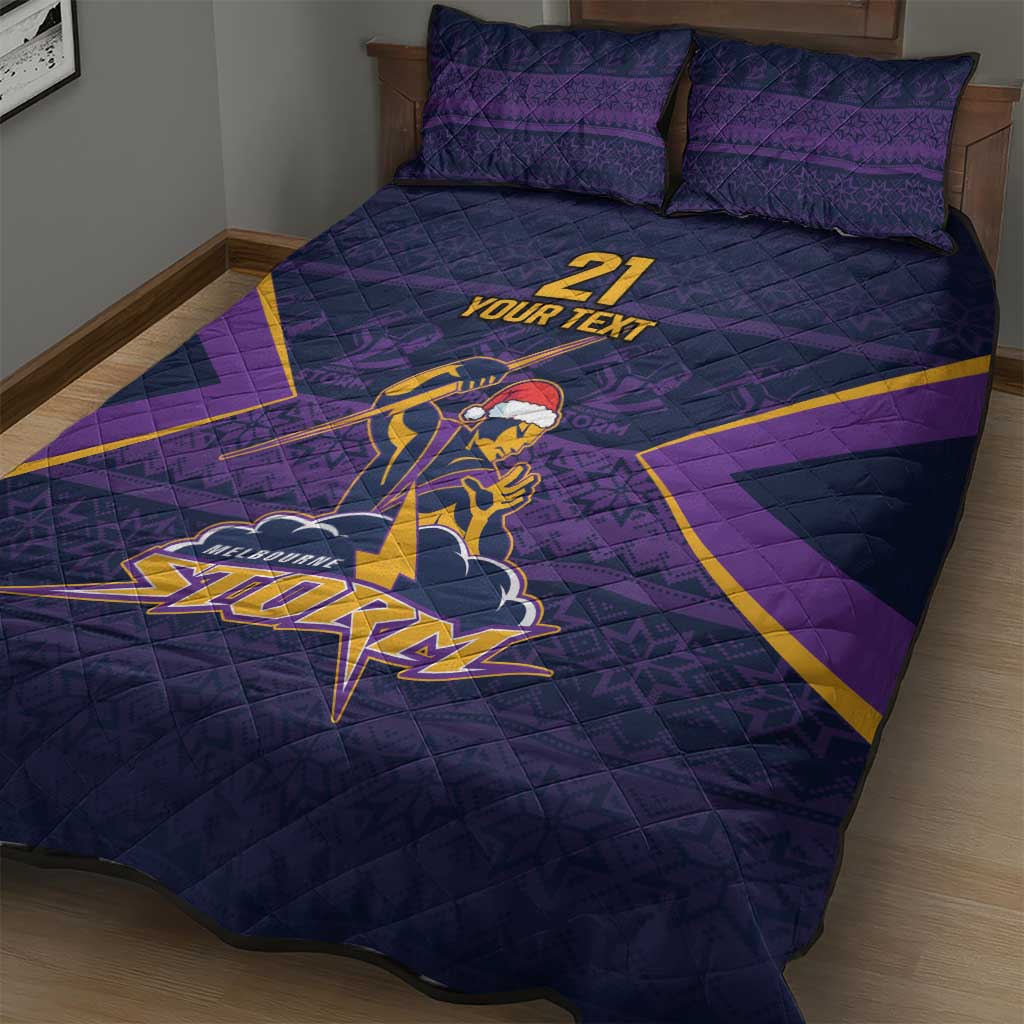 NRL Storm Christmas Custom Quilt Bed Set Minimalism Style