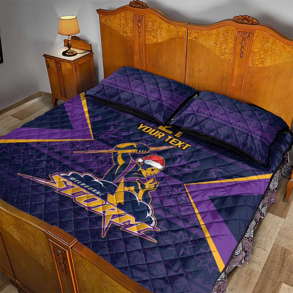 NRL Storm Christmas Custom Quilt Bed Set Minimalism Style