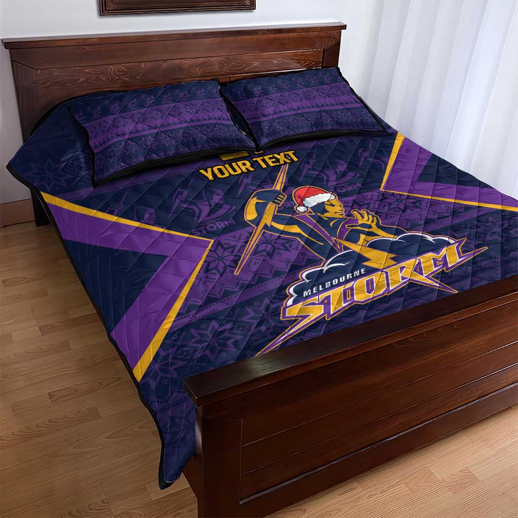 NRL Storm Christmas Custom Quilt Bed Set Minimalism Style