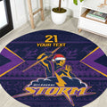 NRL Storm Christmas Custom Round Carpet Minimalism Style