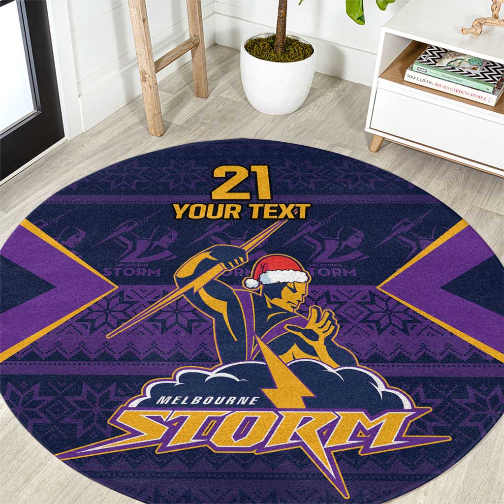 NRL Storm Christmas Custom Round Carpet Minimalism Style