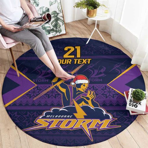 NRL Storm Christmas Custom Round Carpet Minimalism Style