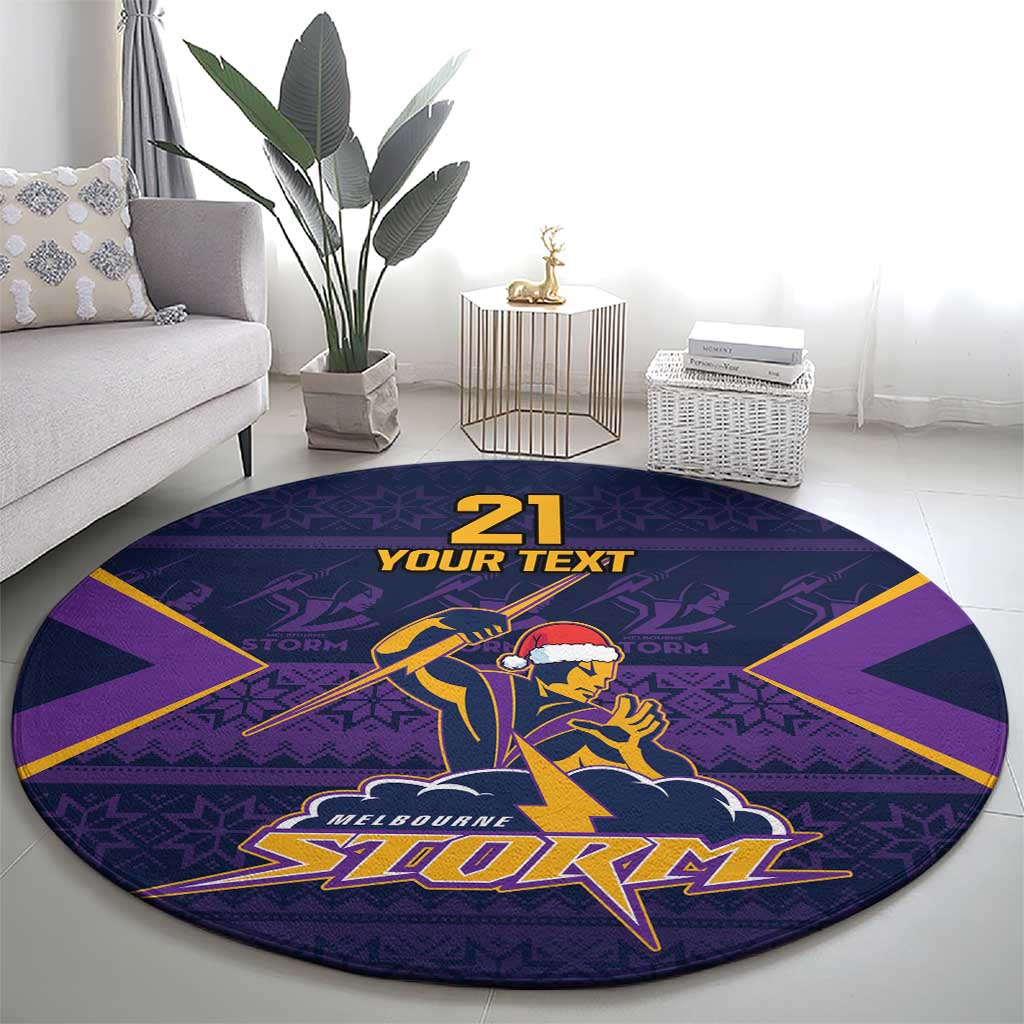 NRL Storm Christmas Custom Round Carpet Minimalism Style