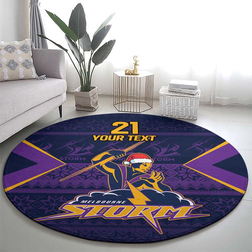 NRL Storm Christmas Custom Round Carpet Minimalism Style