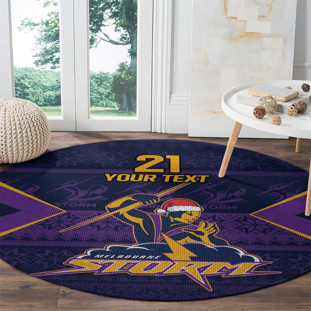 NRL Storm Christmas Custom Round Carpet Minimalism Style