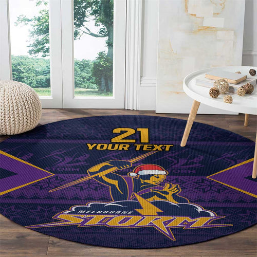 NRL Storm Christmas Custom Round Carpet Minimalism Style