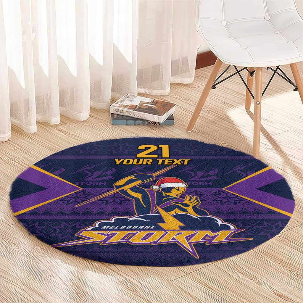 NRL Storm Christmas Custom Round Carpet Minimalism Style