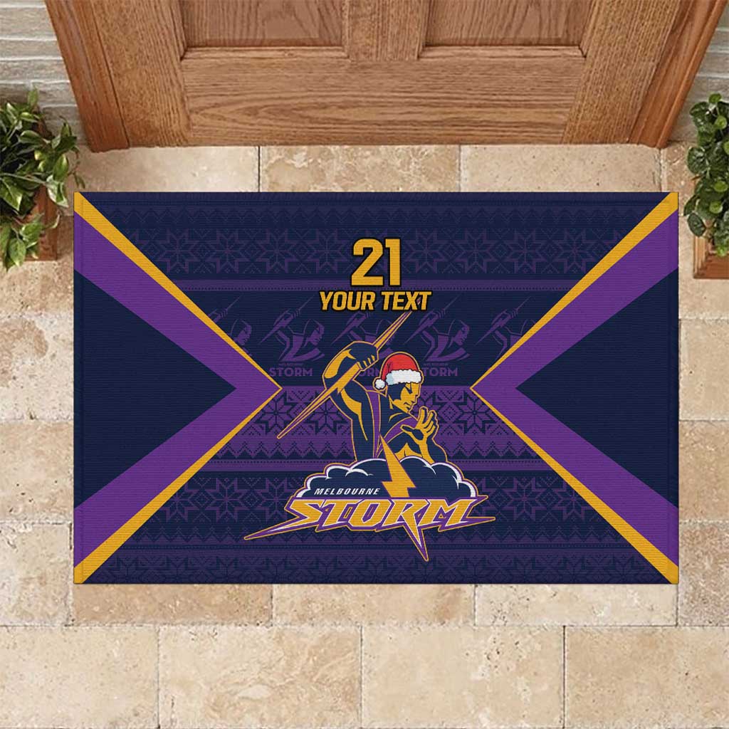 NRL Storm Christmas Custom Rubber Doormat Minimalism Style