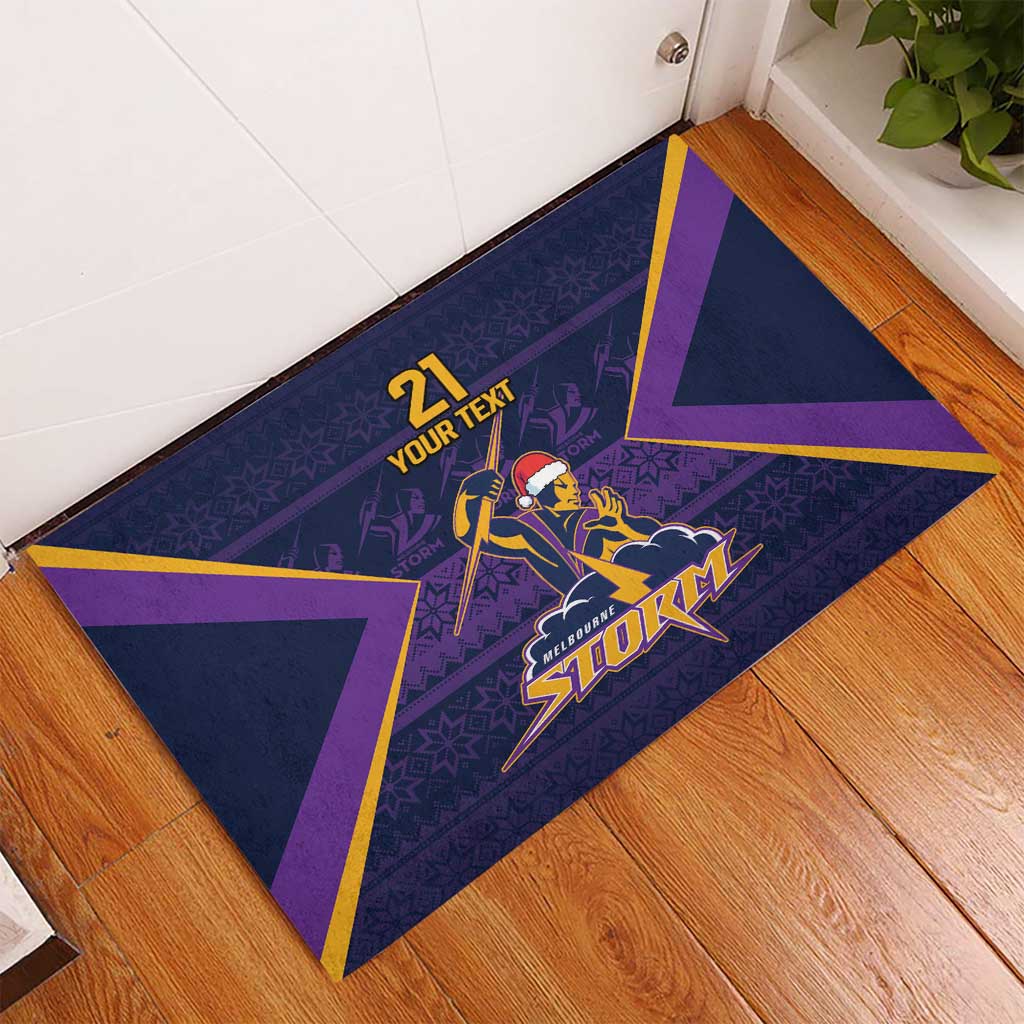 NRL Storm Christmas Custom Rubber Doormat Minimalism Style