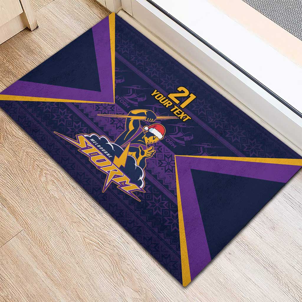 NRL Storm Christmas Custom Rubber Doormat Minimalism Style