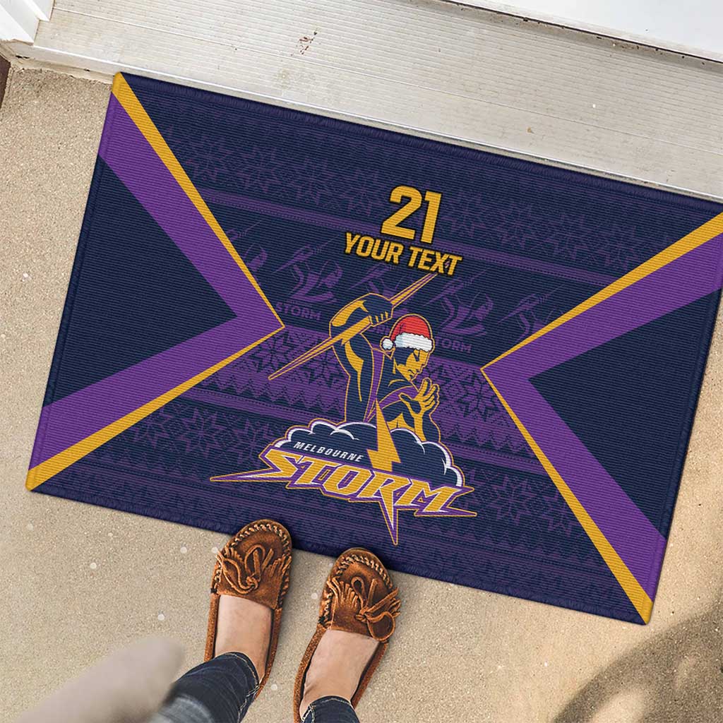 NRL Storm Christmas Custom Rubber Doormat Minimalism Style