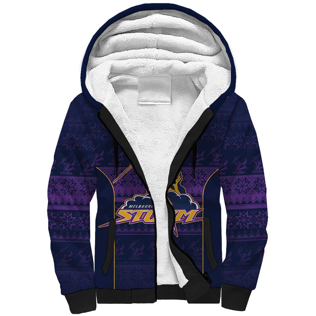 NRL Storm Christmas Custom Sherpa Hoodie Minimalism Style