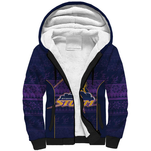 NRL Storm Christmas Custom Sherpa Hoodie Minimalism Style