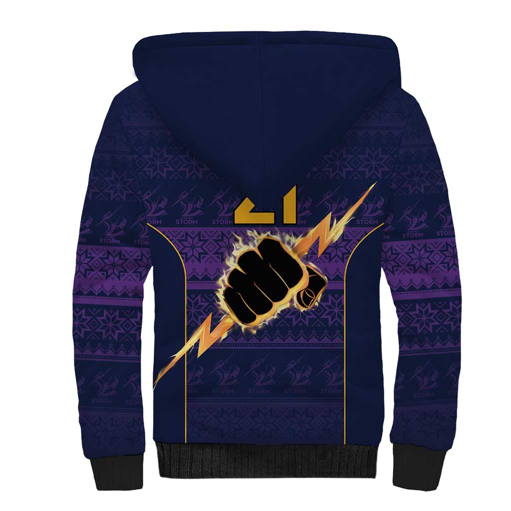 NRL Storm Christmas Custom Sherpa Hoodie Minimalism Style