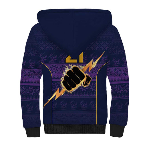 NRL Storm Christmas Custom Sherpa Hoodie Minimalism Style