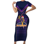NRL Storm Christmas Custom Short Sleeve Bodycon Dress Minimalism Style