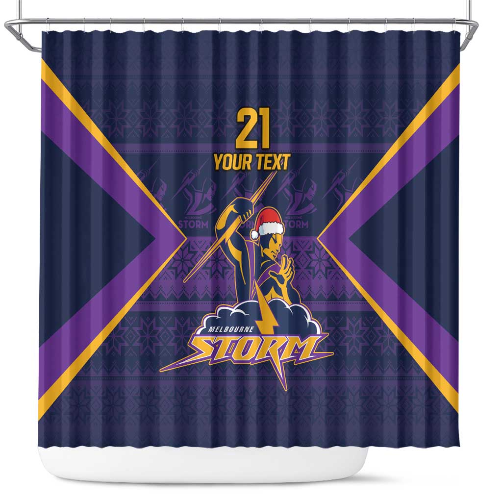 NRL Storm Christmas Custom Shower Curtain Minimalism Style