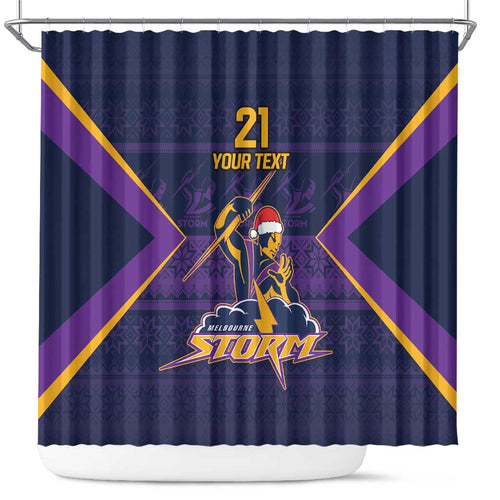 NRL Storm Christmas Custom Shower Curtain Minimalism Style