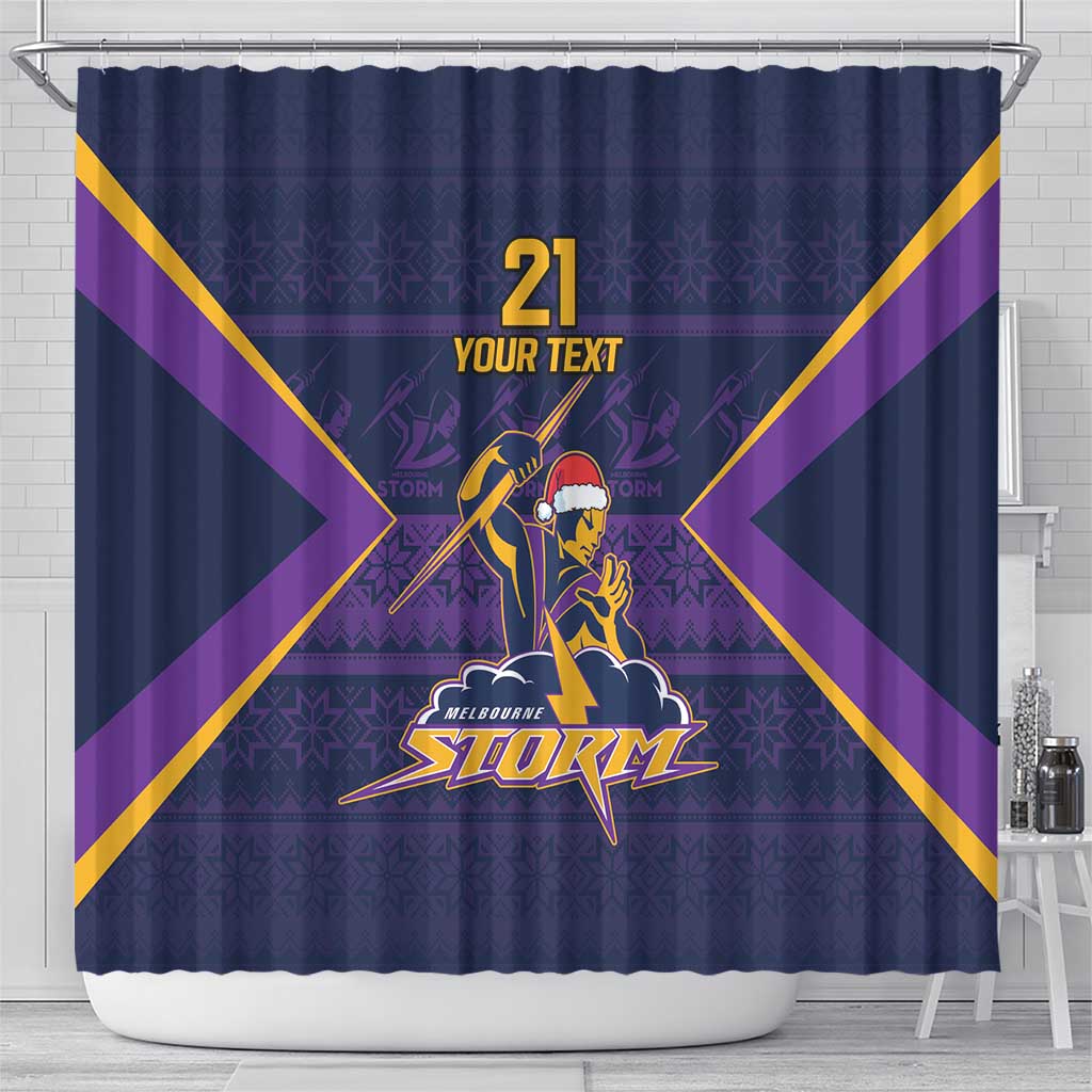 NRL Storm Christmas Custom Shower Curtain Minimalism Style