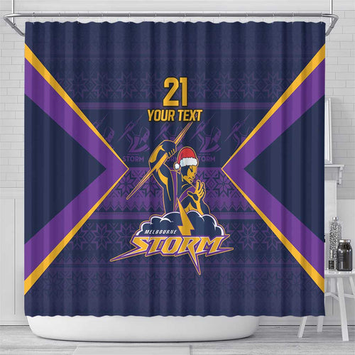 NRL Storm Christmas Custom Shower Curtain Minimalism Style