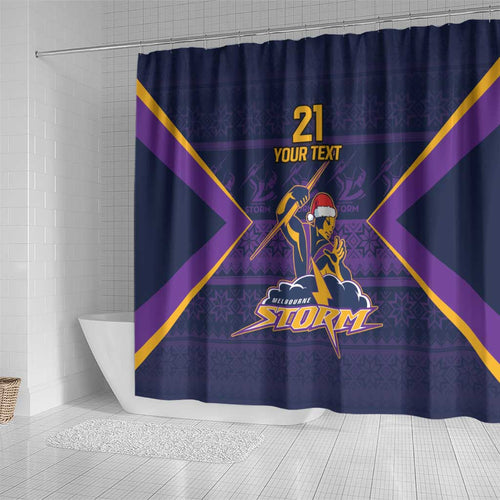 NRL Storm Christmas Custom Shower Curtain Minimalism Style