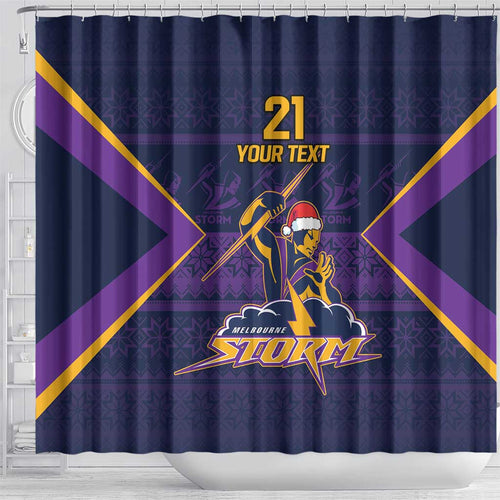 NRL Storm Christmas Custom Shower Curtain Minimalism Style