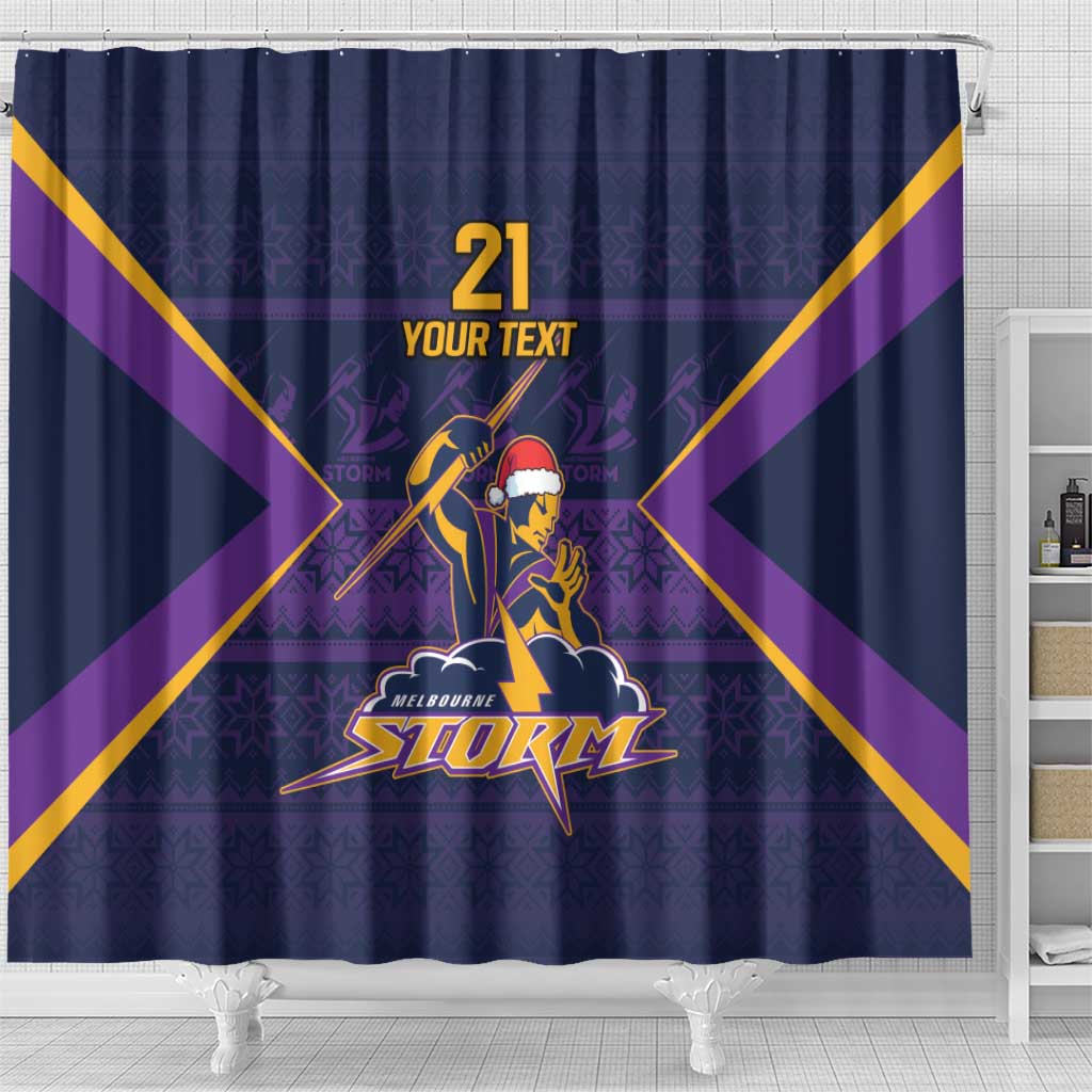 NRL Storm Christmas Custom Shower Curtain Minimalism Style