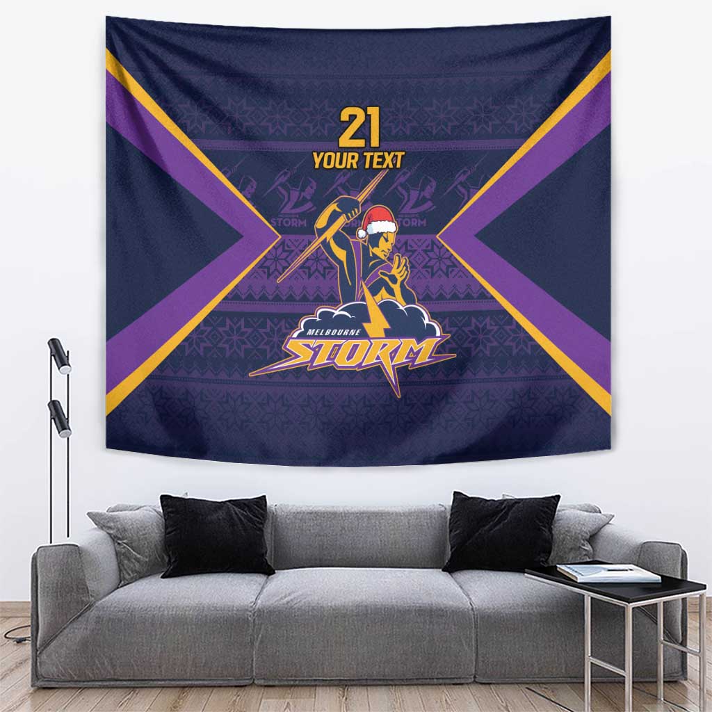 NRL Storm Christmas Custom Tapestry Minimalism Style