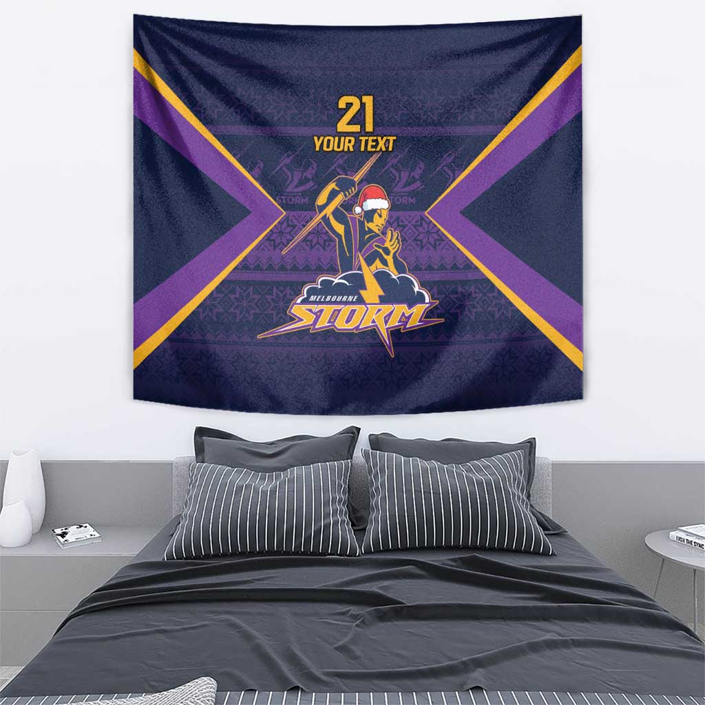 NRL Storm Christmas Custom Tapestry Minimalism Style