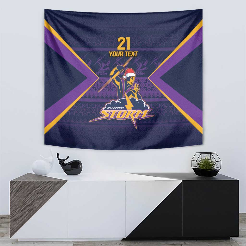 NRL Storm Christmas Custom Tapestry Minimalism Style