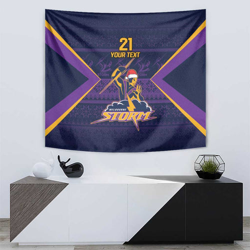 NRL Storm Christmas Custom Tapestry Minimalism Style