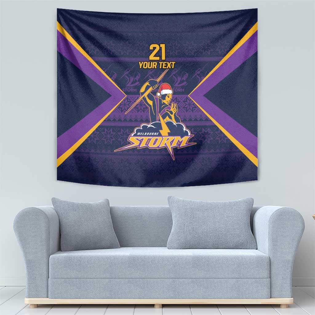 NRL Storm Christmas Custom Tapestry Minimalism Style