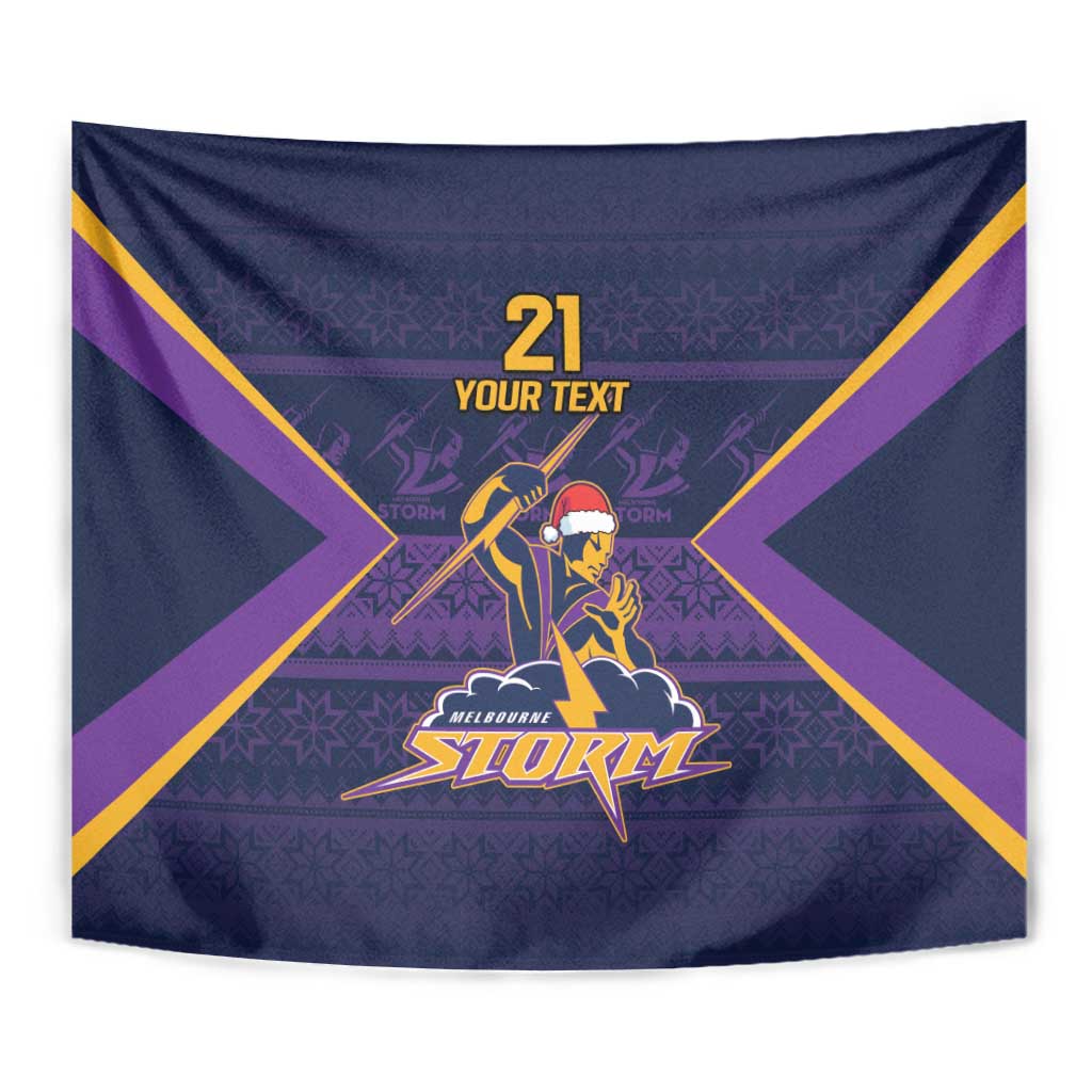 NRL Storm Christmas Custom Tapestry Minimalism Style