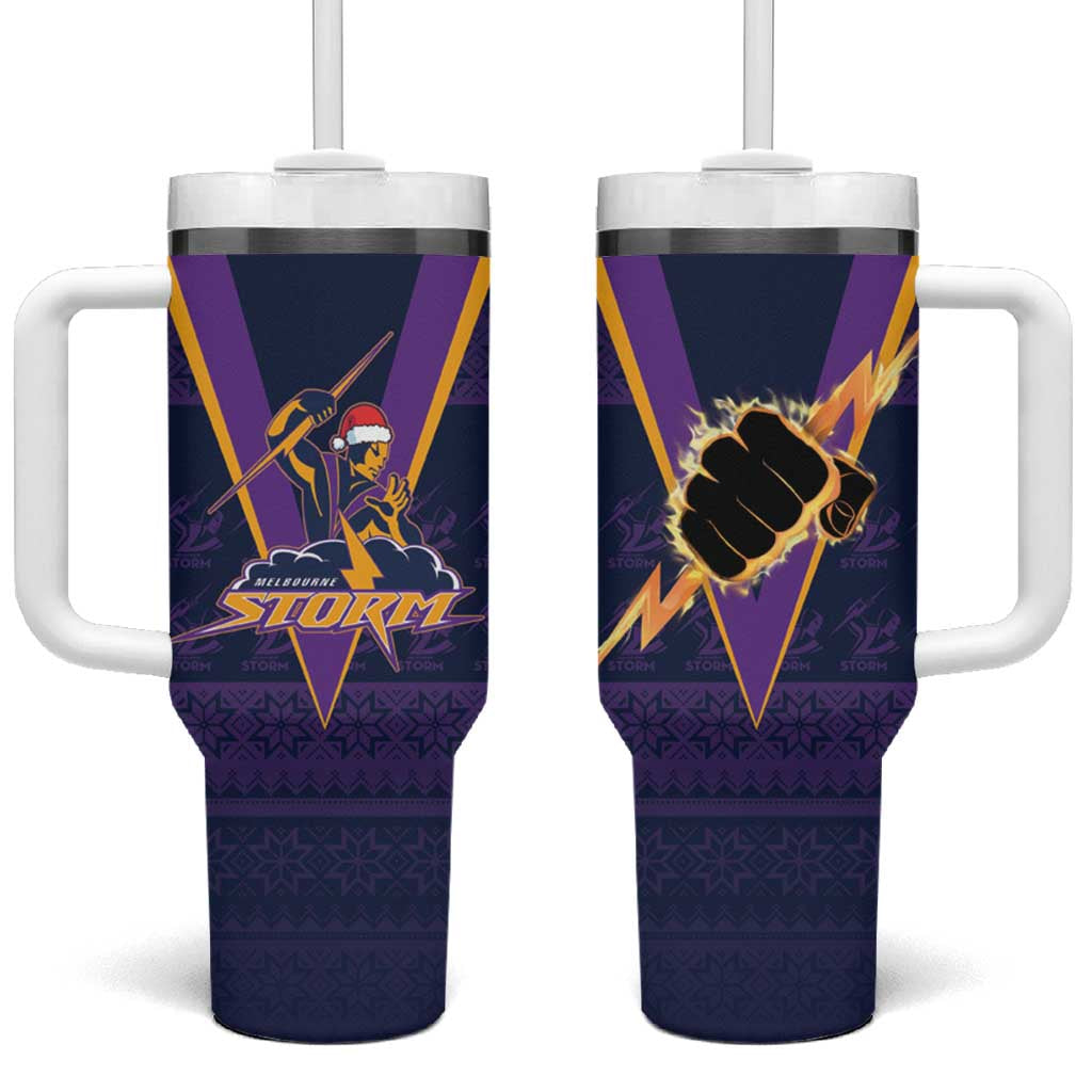 NRL Storm Christmas Custom Tumbler With Handle Minimalism Style LT9