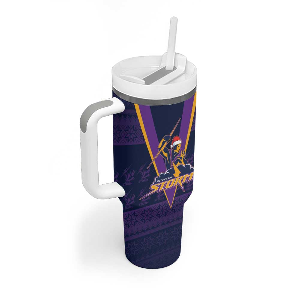 NRL Storm Christmas Custom Tumbler With Handle Minimalism Style LT9