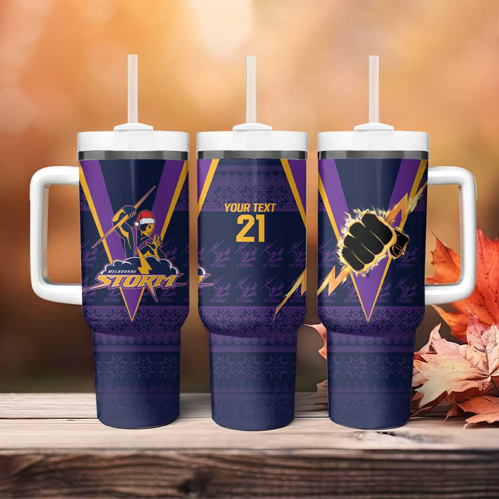 NRL Storm Christmas Custom Tumbler With Handle Minimalism Style LT9