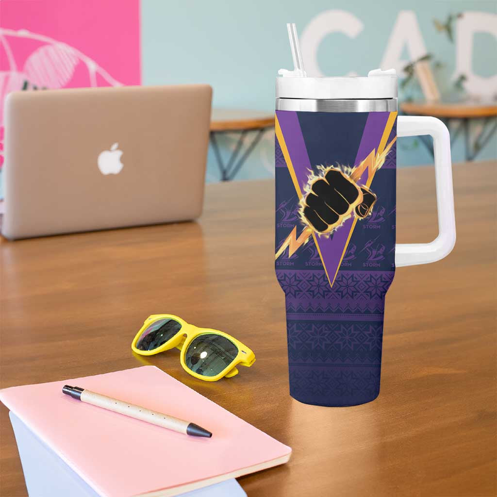NRL Storm Christmas Custom Tumbler With Handle Minimalism Style LT9