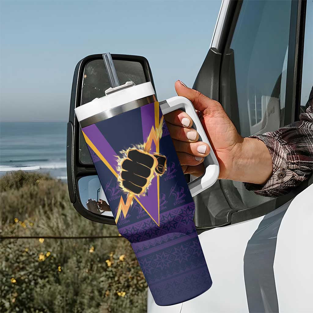 NRL Storm Christmas Custom Tumbler With Handle Minimalism Style LT9