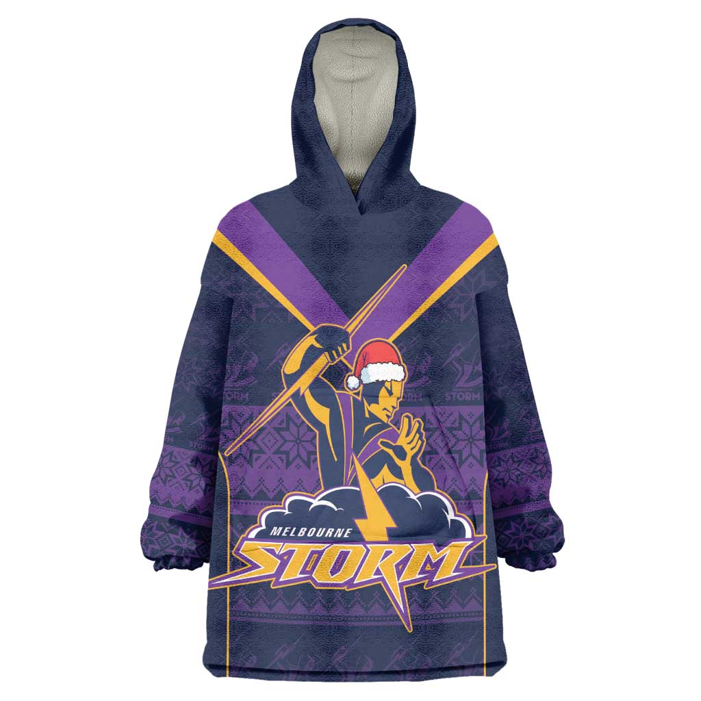 NRL Storm Christmas Custom Wearable Blanket Hoodie Minimalism Style
