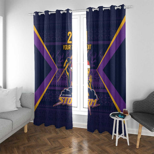 NRL Storm Christmas Custom Window Curtain Minimalism Style