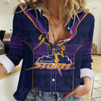NRL Storm Christmas Custom Women Casual Shirt Minimalism Style