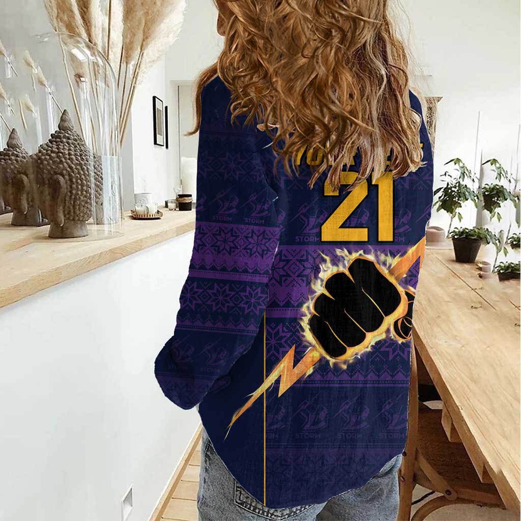 NRL Storm Christmas Custom Women Casual Shirt Minimalism Style