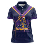 NRL Storm Christmas Custom Women Polo Shirt Minimalism Style
