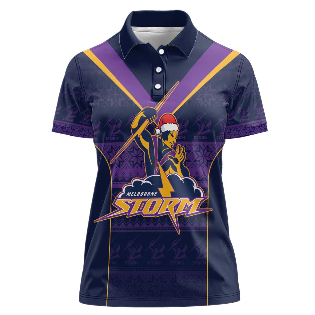 NRL Storm Christmas Custom Women Polo Shirt Minimalism Style