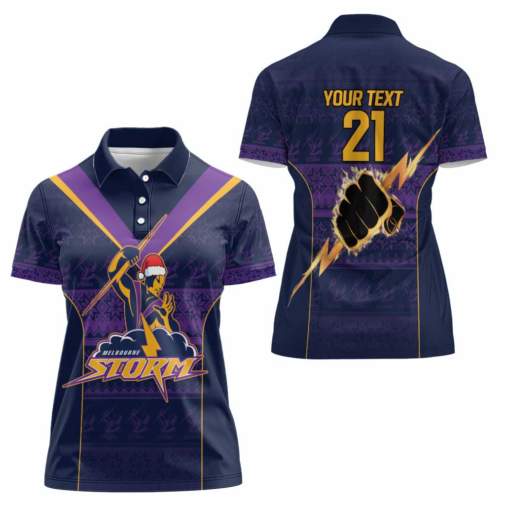 NRL Storm Christmas Custom Women Polo Shirt Minimalism Style