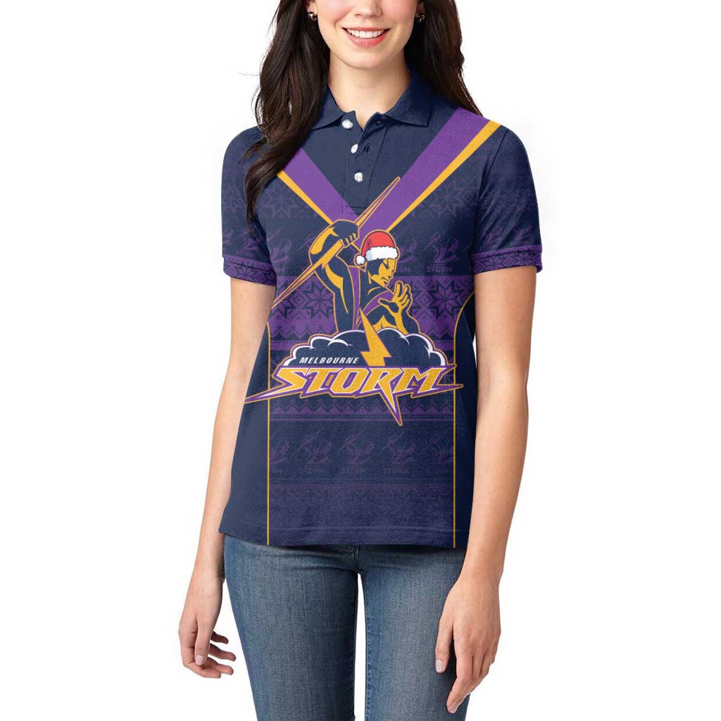 NRL Storm Christmas Custom Women Polo Shirt Minimalism Style
