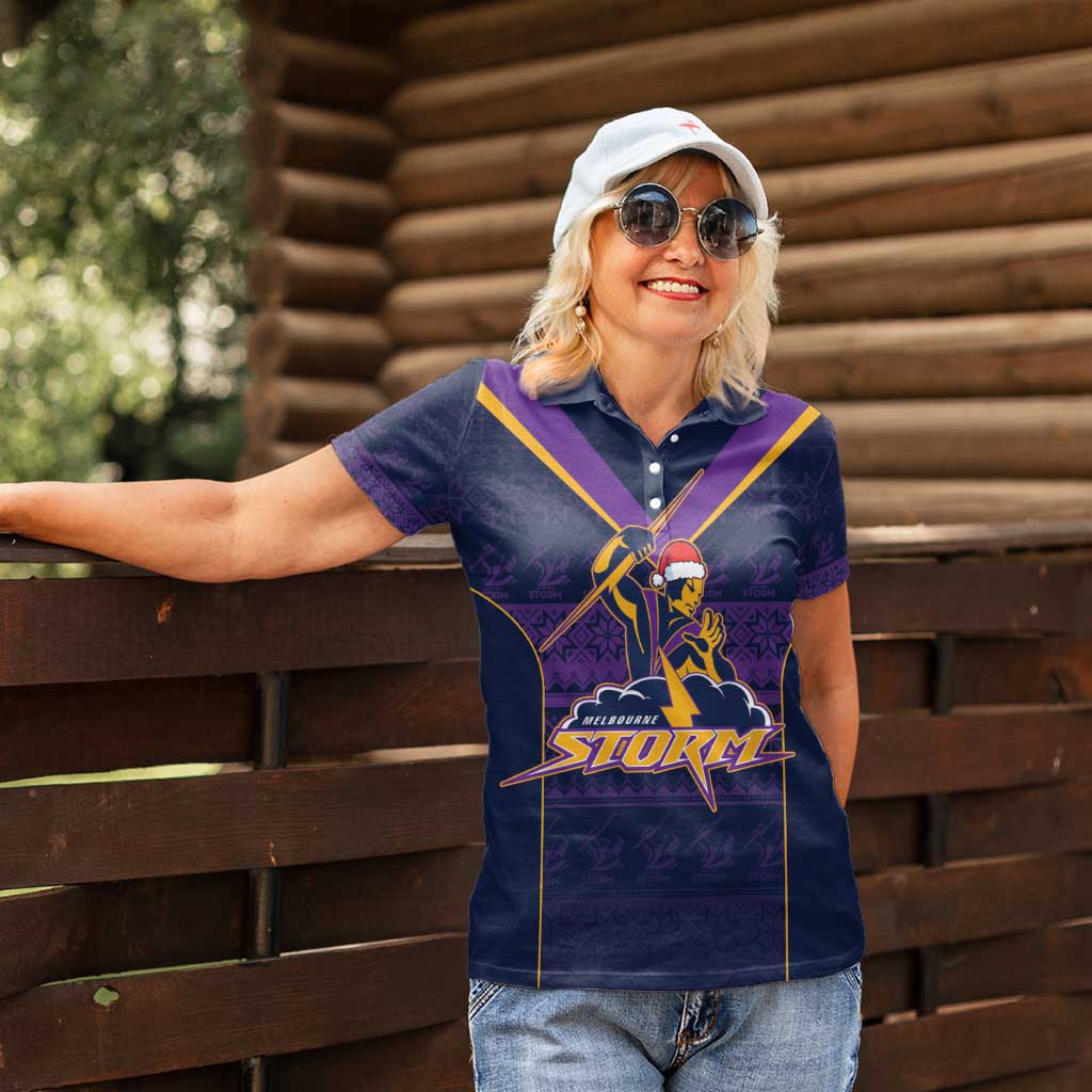 NRL Storm Christmas Custom Women Polo Shirt Minimalism Style
