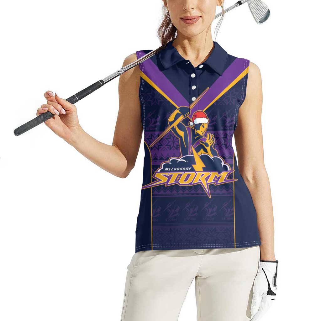 NRL Storm Christmas Custom Women Sleeveless Polo Shirt Minimalism Style
